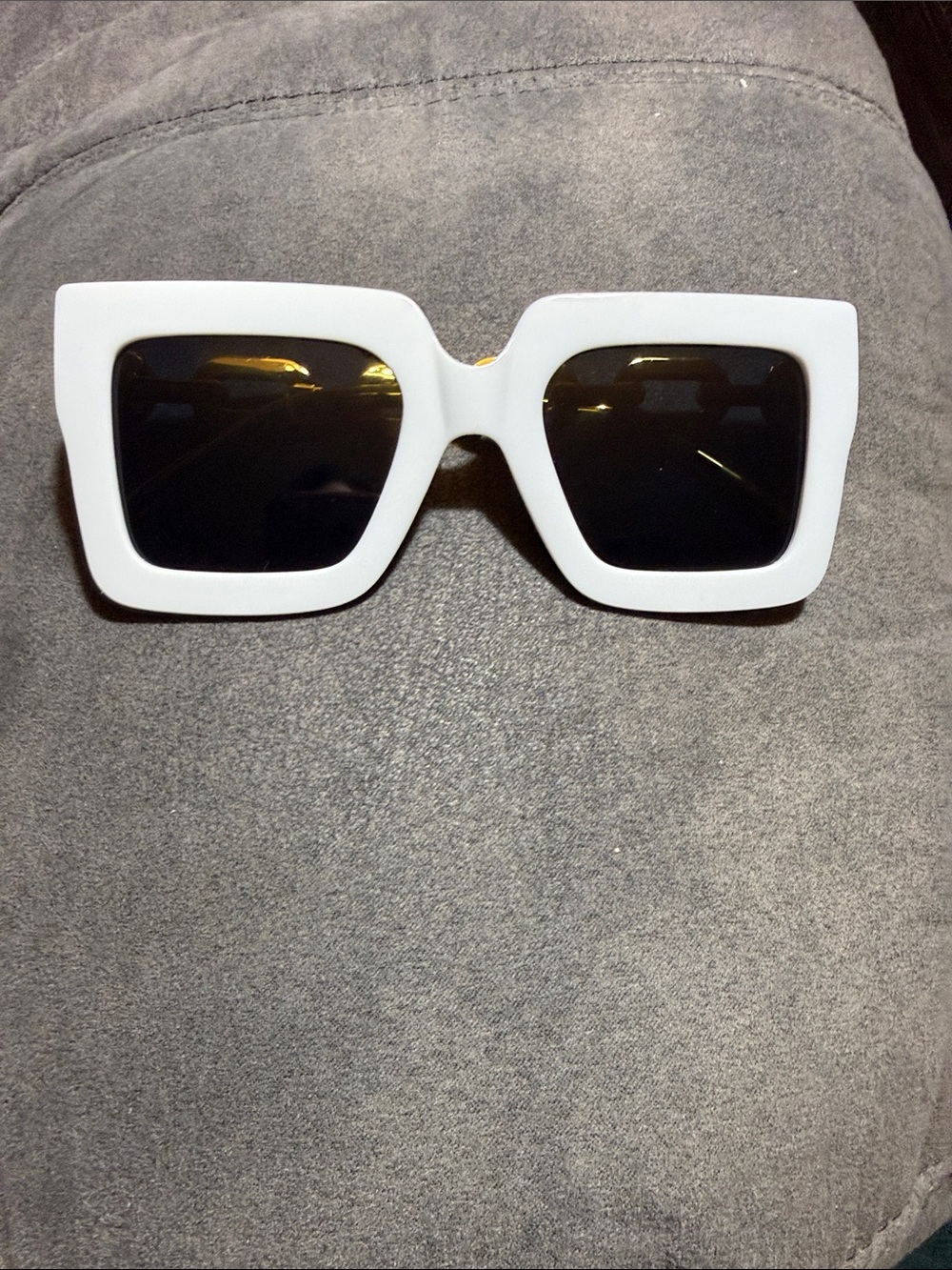 White Square Frame Sunglasses - Black Lenses